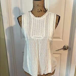 GAP Cream Pleated Blouse Relaxed Fit